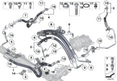 Трубопр.гидроус.рул.упр./Dynamic Drive для BMW F01 750iX N63 (схема запасных частей)