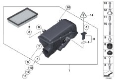 Глушитель шума всас./смен.элем.фил./HFM для BMW G12N M760LiX N74L (схема запасных частей)