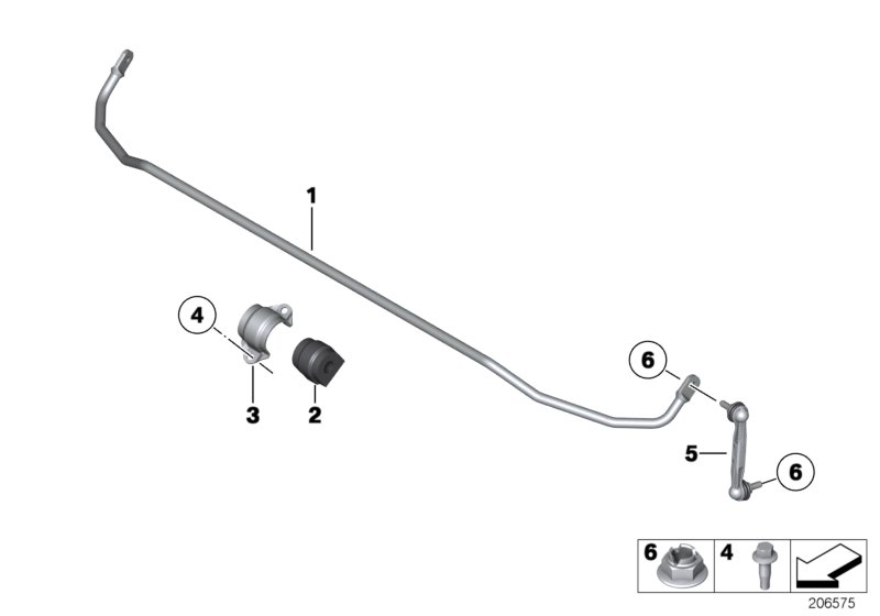 стабилизатор задний для BMW E84 X1 18i N46N (схема запчастей)