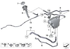 Расширит.бачок/трубопроводы для BMW F02N 760Li N74 (схема запасных частей)