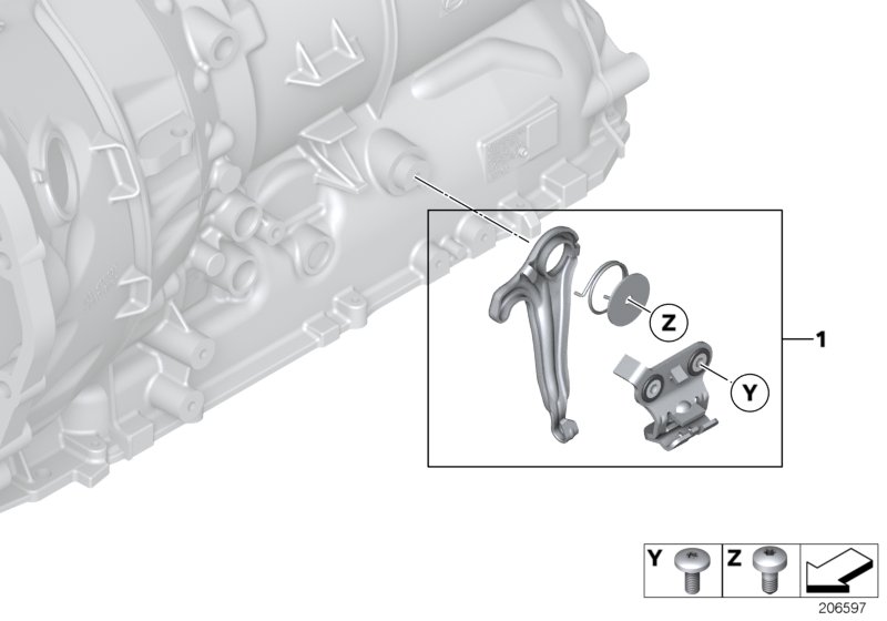 Механизм авар.разблокировки GA8HP70Z для BMW F07 530d N57 (схема запчастей)