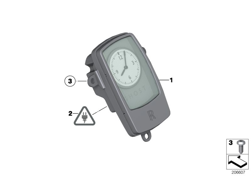 Аналоговые часы для BMW RR6 Dawn N74R (схема запчастей)
