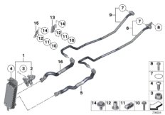 Теплообменник/трубопровод радиатора КПП для BMW F01 760i N74 (схема запасных частей)