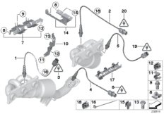 Лямбда-зонд/дополнительные элементы для BMW E92 325i N52N (схема запасных частей)