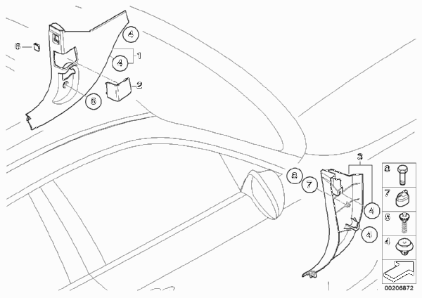 Боковая обшивка пространства для ног для BMW E87 120i N46 (схема запчастей)