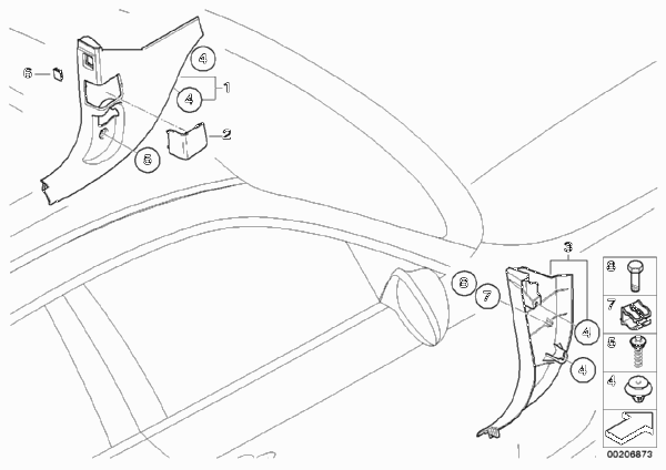 Боковая обшивка пространства для ног для BMW E81 123d N47S (схема запчастей)