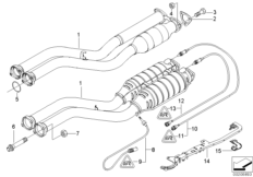 Катализатор/передний доп.глушитель для BMW E46 M3 S54 (схема запасных частей)