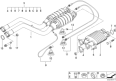 Катализатор/лямбда-зонд для BMW Z3 Z3 M3.2 S54 (схема запасных частей)
