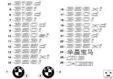 Эмблемы / надписи для BMW E91N 325i N53 (схема запасных частей)