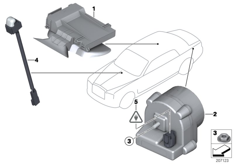 система охранной сигнализации для BMW RR1N Phantom EWB N73 (схема запчастей)