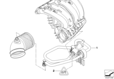 Двигатель с вакуумной сист.управления для BMW E90N 316i N45N (схема запасных частей)
