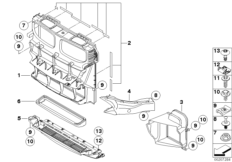 Воздуховод для BMW E71 X6 M S63 (схема запасных частей)