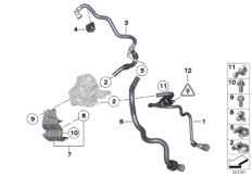 Топливопроводы/элементы крепления для BMW E84 X1 20d N47 (схема запасных частей)