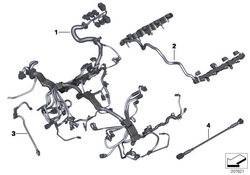 жгут проводов двигателя для BMW F02 750Li N63 (схема запчастей)