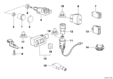 Различные переключатели для BMW Z3 Z3 2.8 M52 (схема запасных частей)