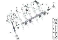 Магистраль Rail/форсунка/провод для BMW F07 535i N55 (схема запасных частей)