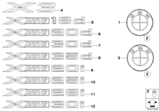 Эмблемы / надписи для BMW E83N X3 3.0d M57N2 (схема запасных частей)