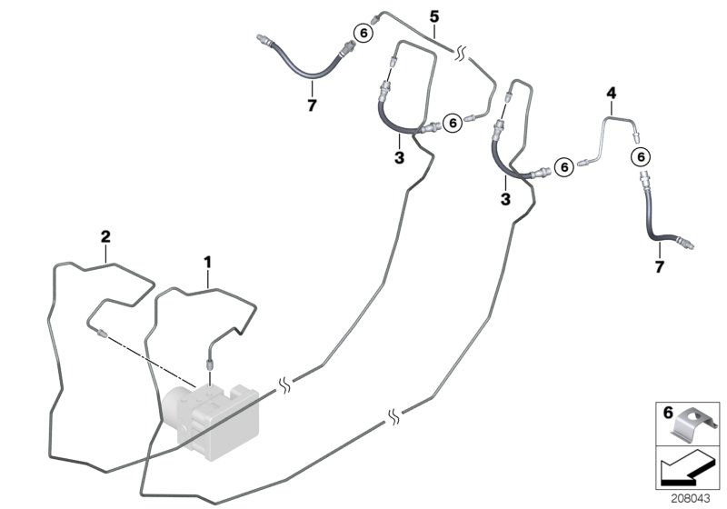 Трубопровод тормозного привода Зд для BMW E88 120i N46N (схема запчастей)