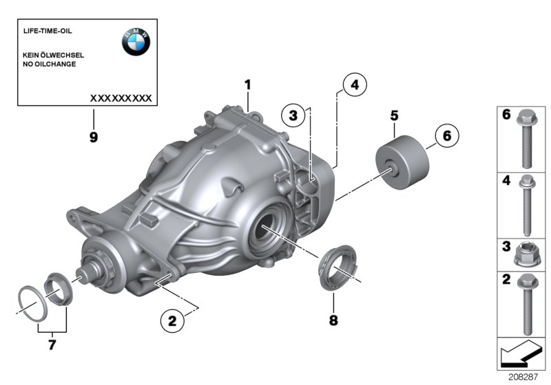 редуктор главной передачи для BMW F10N 520i N20 (схема запчастей)