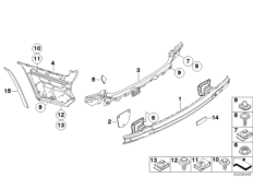 Кронштейн Зд для BMW E93 330d M57N2 (схема запасных частей)