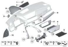 Доп.элементы панели приборов Вх для BMW E84 X1 28iX N20 (схема запасных частей)