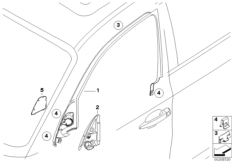 Механизм перемещения стекла двери Пд для BMW E87 118d M47N2 (схема запасных частей)
