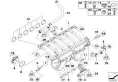 Система впуска для BMW F11 528i N53 (схема запасных частей)