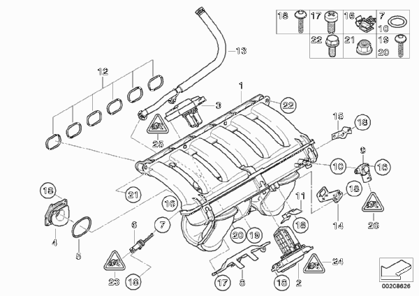 Система впуска для BMW F11 530i N53 (схема запчастей)