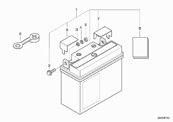 Акк.батарея, не треб.технич.обслуживания для BMW 259S R 1100 S 98 (0422,0432) 0 (схема запчастей)