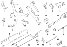 Элементы крепления жгута проводов для BMW E65 760i N73 (схема запасных частей)