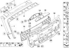 облицовка багажной двери для BMW E61 520d M47N2 (схема запасных частей)