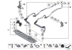 Теплообменник/трубопровод радиатора КПП для BMW E72 Hybrid X6 N63 (схема запасных частей)