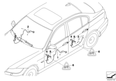 Жгуты проводов двери для BMW E90N 316d N47N (схема запасных частей)
