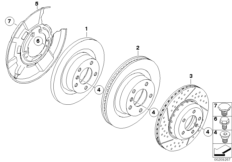 Тормозной диск торм.механ.заднего колеса для BMW E81 116i 2.0 N43 (схема запасных частей)