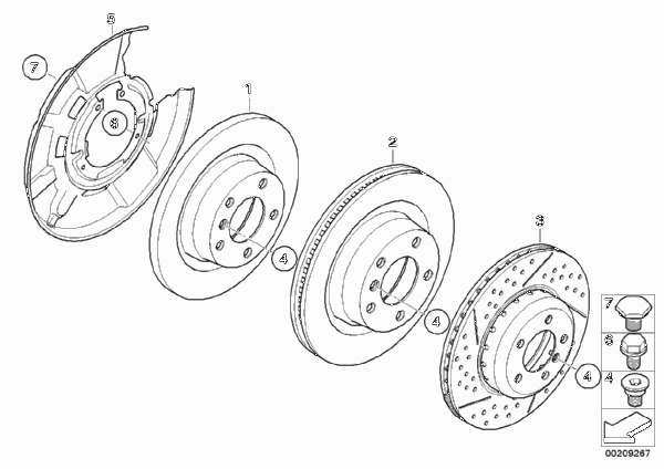 Тормозной диск торм.механ.заднего колеса для BMW E87N 123d N47S (схема запчастей)