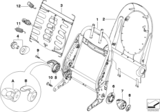 Каркас спинки переднего сиденья для BMW R50 One 1.4i W10 (схема запасных частей)