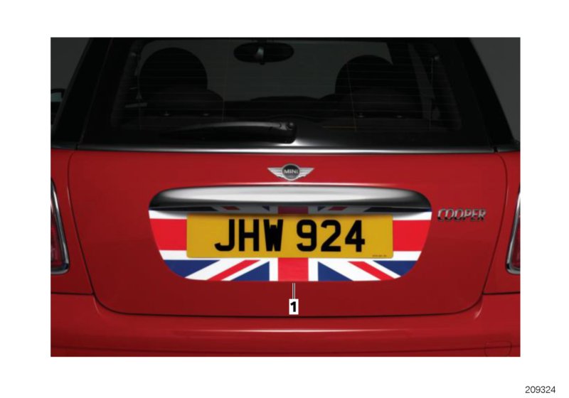 Rear number plate decals для BMW R56 Cooper D W16 (схема запчастей)