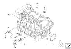 Блок цилиндров/дополнительные элементы для MINI R52 Cooper W10 (схема запасных частей)