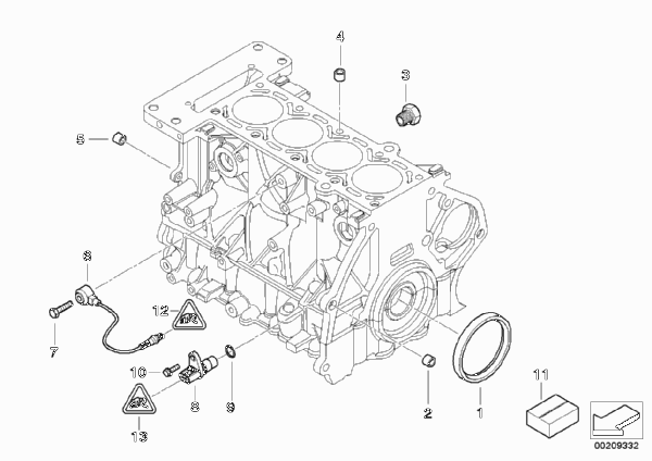 Блок цилиндров/дополнительные элементы для BMW R52 Cooper W10 (схема запчастей)