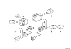 Переключатель на рулевой колонке для BMW E36 318ti M42 (схема запасных частей)