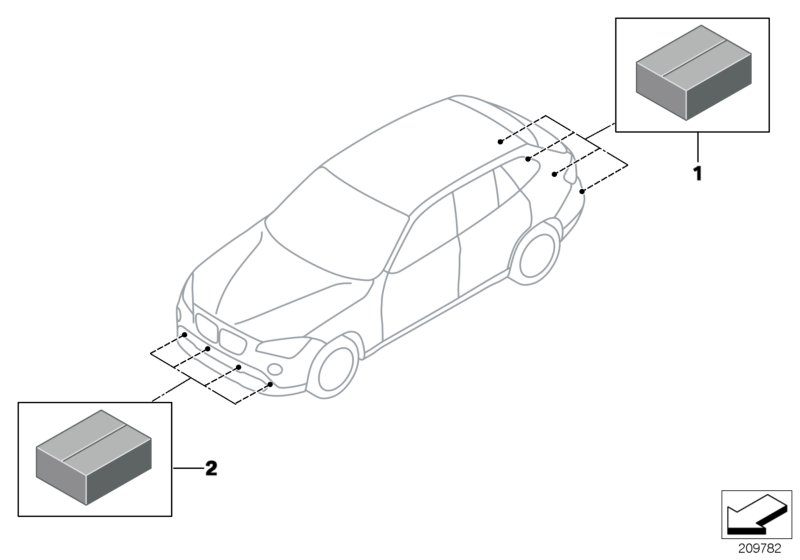 Комплект дооснащения PDC для BMW E84 X1 23dX N47S (схема запчастей)