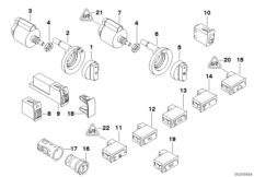 Различные выключатели/прикуриватели для BMW E38 730i M60 (схема запасных частей)