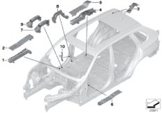 Кожухи жг.проводов/кабельн.коробки для BMW E71 X6 30dX M57N2 (схема запасных частей)