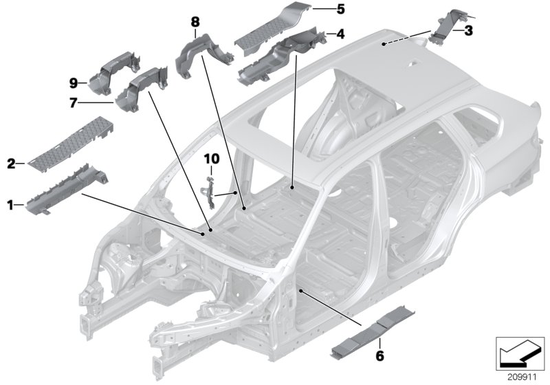 Кожухи жг.проводов/кабельн.коробки для BMW E71 X6 M50dX N57X (схема запчастей)