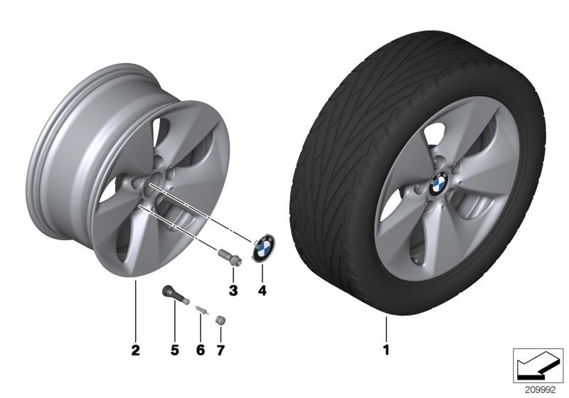 Л/c диск BMW Streamline 363 - 17'' для BMW F10 535iX N55 (схема запчастей)