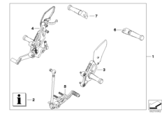 Система упоров для ног HP для BMW K43 K 1200 R Sport (0585,0595) 0 (схема запасных частей)
