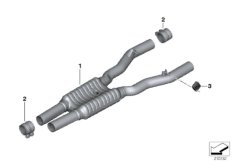 Средний глушитель для BMW F03 760LiS N74 (схема запасных частей)