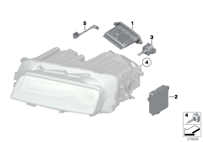 Фары: электронные детали/лампы для BMW RR4 Ghost EWB N74R (схема запчастей)