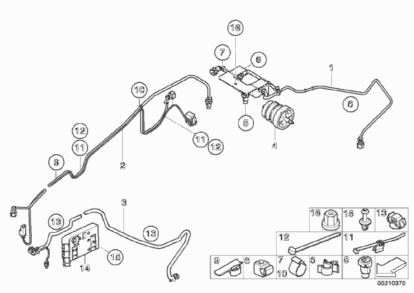 Трубопроводы/детали крепления SCR для BMW E70N X5 30dX N57 (схема запчастей)