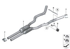 Средний глушитель для BMW F13 650iX N63 (схема запасных частей)